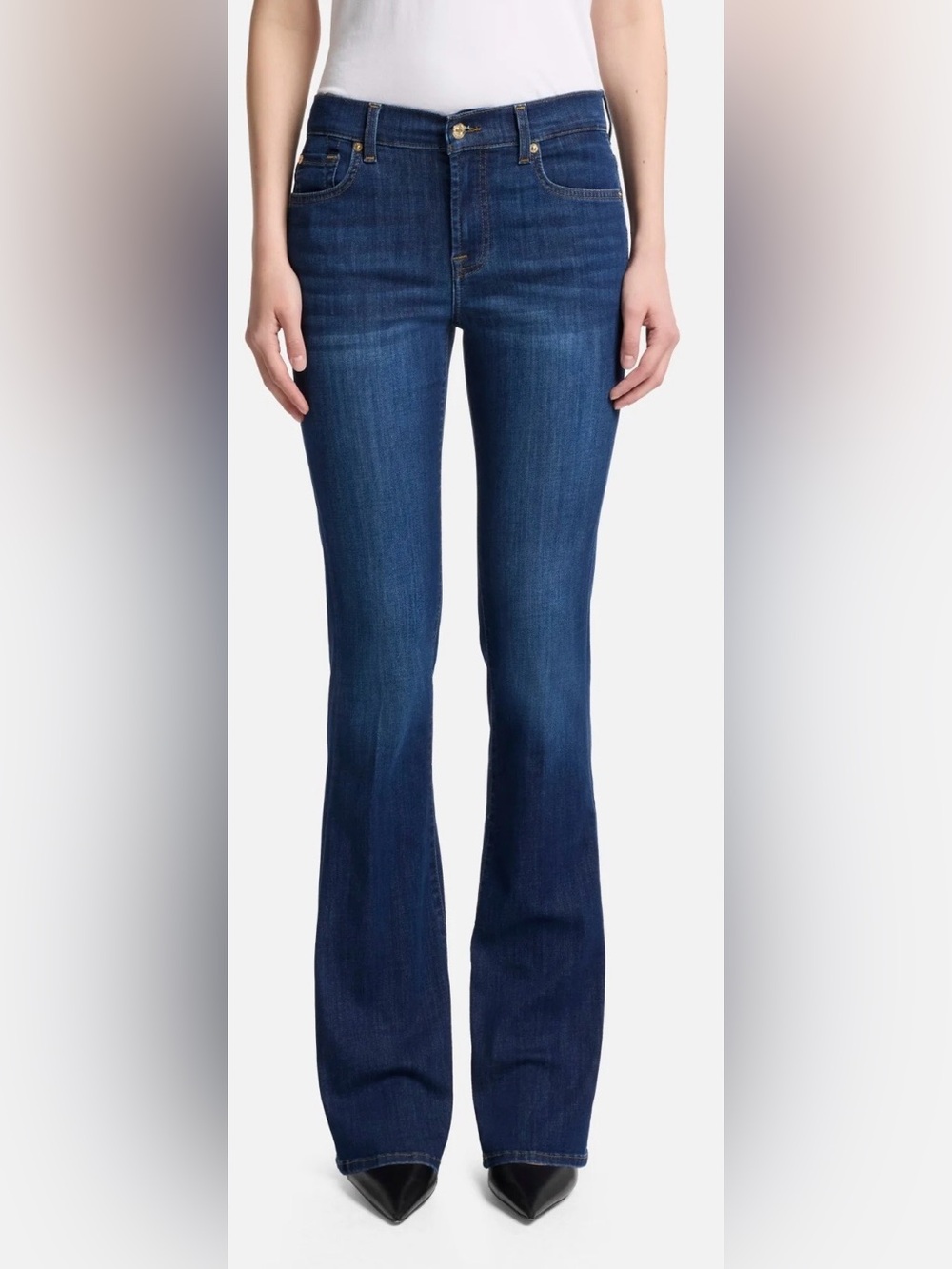 7 For All Mankind Dark Wash Mid Rise Bootcut Flare Jeans Size 28 - Picture 1 of 6